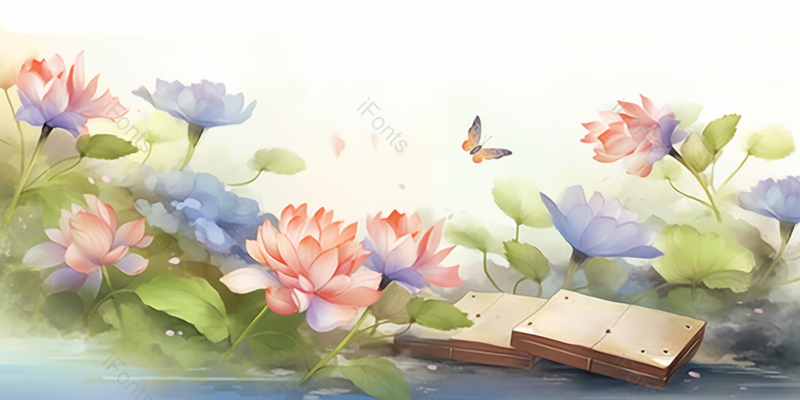 绿色唯美清新国风牡丹手绘插画背景,插画/手绘图,插画/手绘图库,插画/手绘图下载,插画/手绘